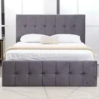 Milano Double Ottoman Bed with Storage - Grey, Velvet