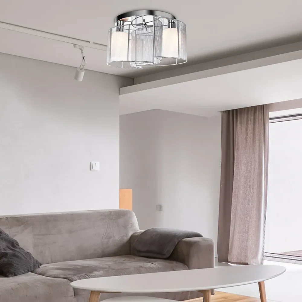 Mini Ceiling Chandelier - White, Chrome