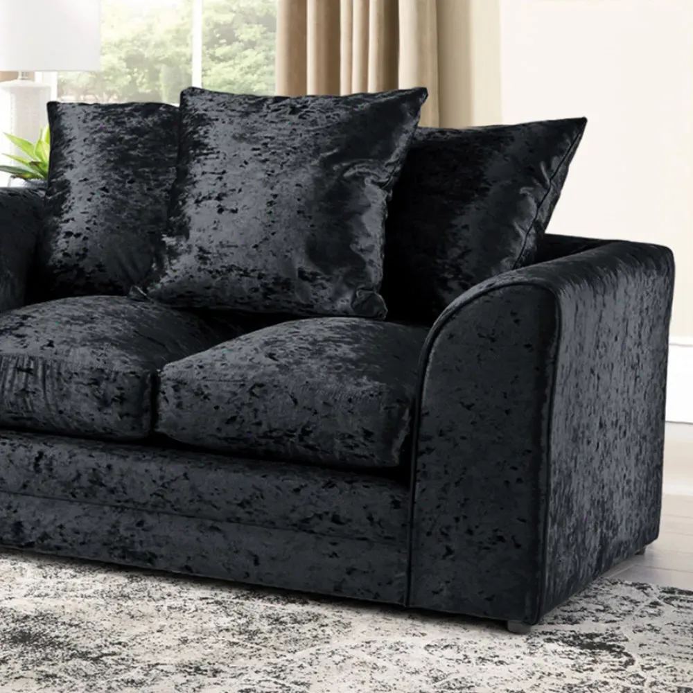 Mirana 2-Seater Sofa - Black, Crush Velvet