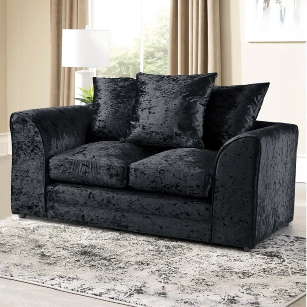 Mirana 2-Seater Sofa - Black, Crush Velvet