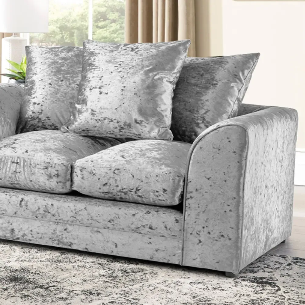 Mirana 2-Seater Sofa - Silver, Crush Velvet