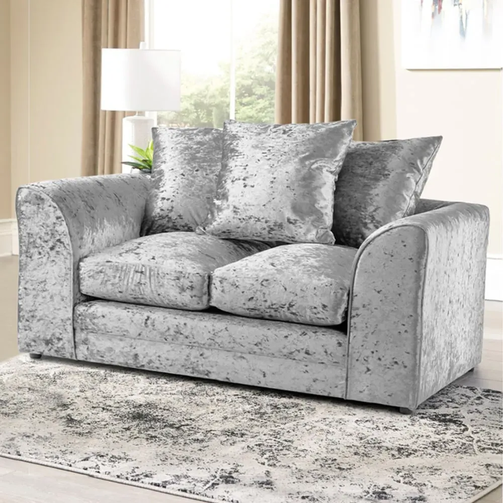 Mirana 2-Seater Sofa - Silver, Crush Velvet