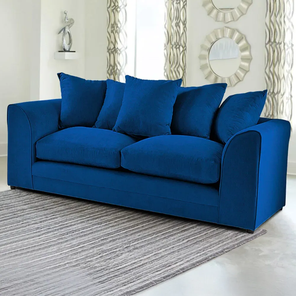Mirana 3-Seater Sofa - Blue, Velvet