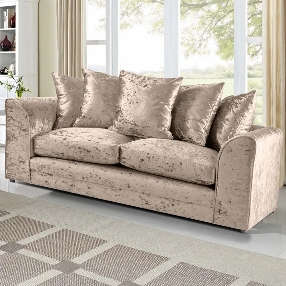 Mirana 3-Seater Sofa - Cream, Crush Velvet