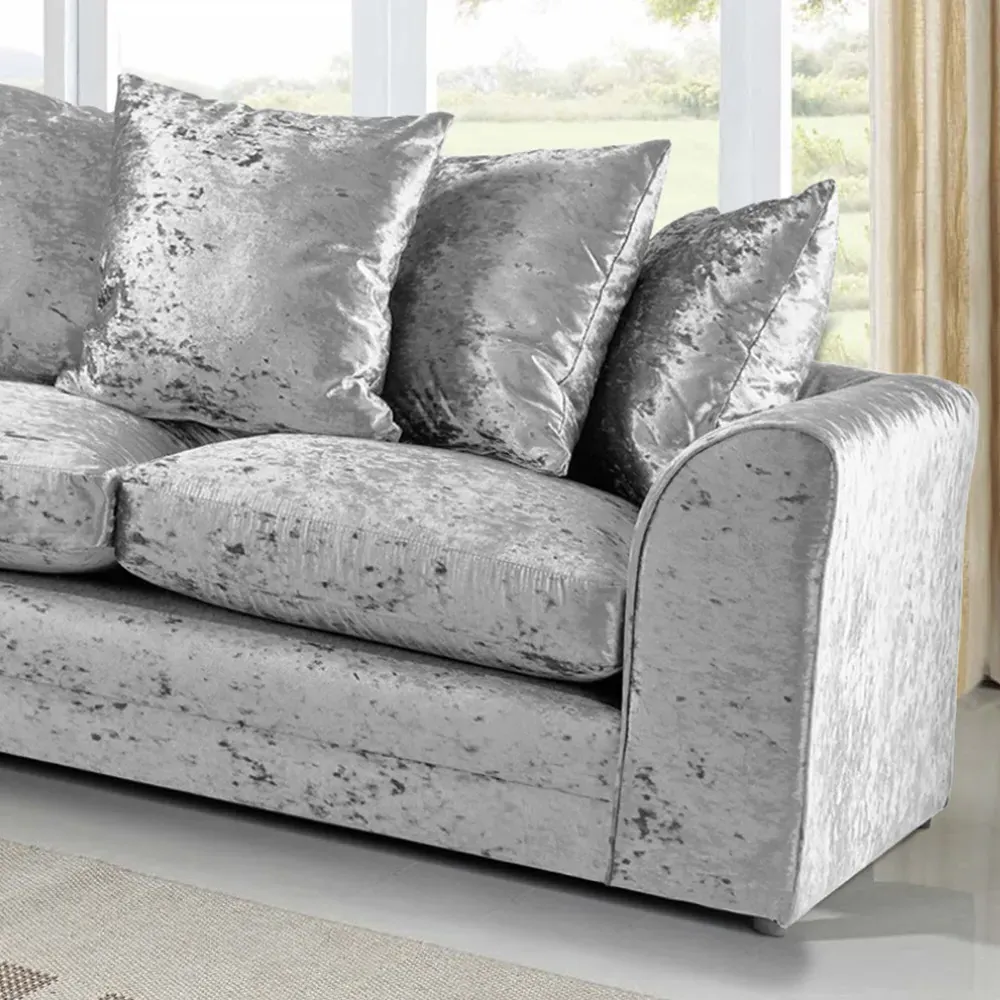 Mirana 3-Seater Sofa - Silver, Crush Velvet