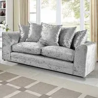 Mirana 3-Seater Sofa - Silver, Crush Velvet