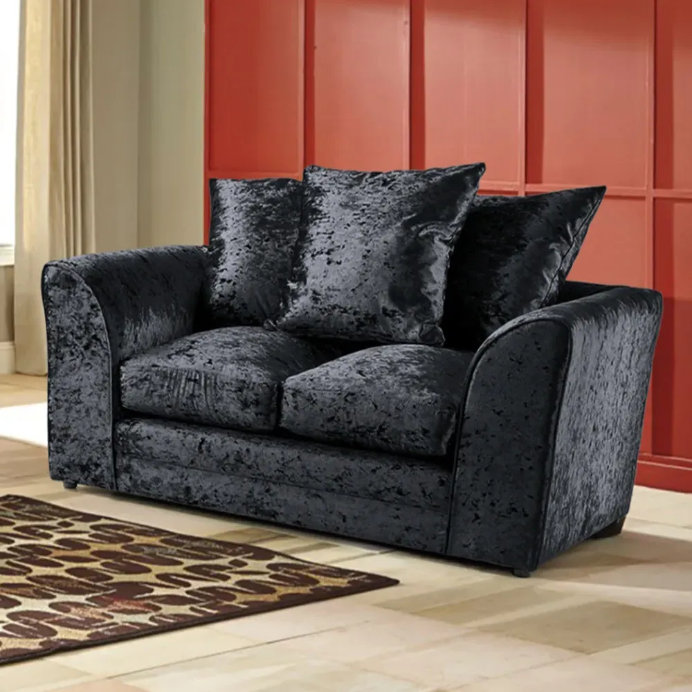 Mirana 5-Seater Sofa Set - Black, Crush Velvet