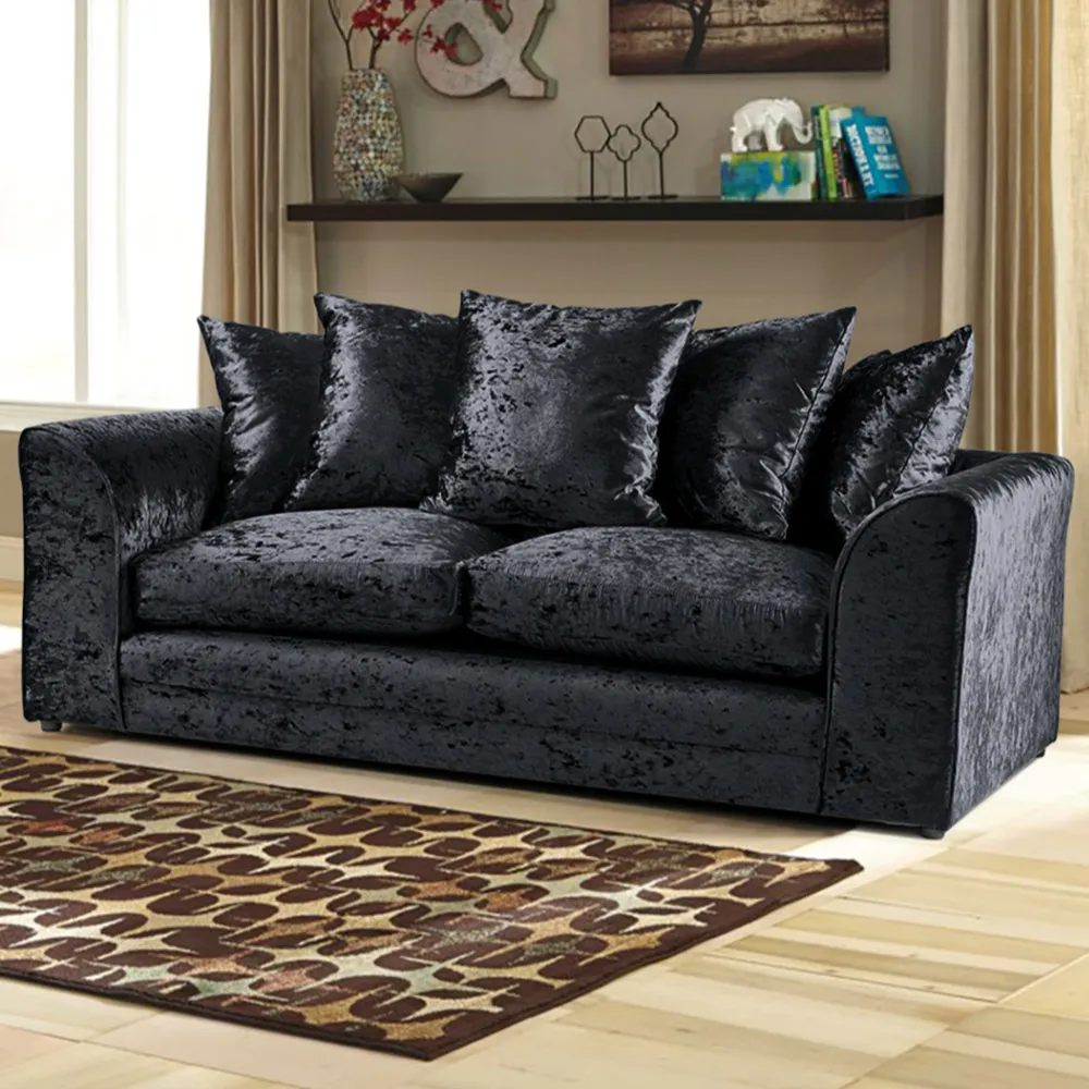 Mirana 5-Seater Sofa Set - Black, Crush Velvet