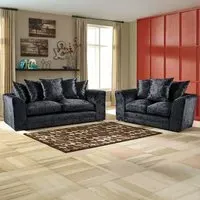 Mirana 5-Seater Sofa Set - Black, Crush Velvet