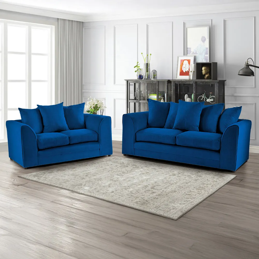 Mirana 5-Seater Sofa Set - Blue, Velvet