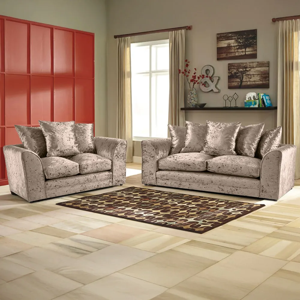 Mirana 5-Seater Sofa Set - Cream, Crush Velvet