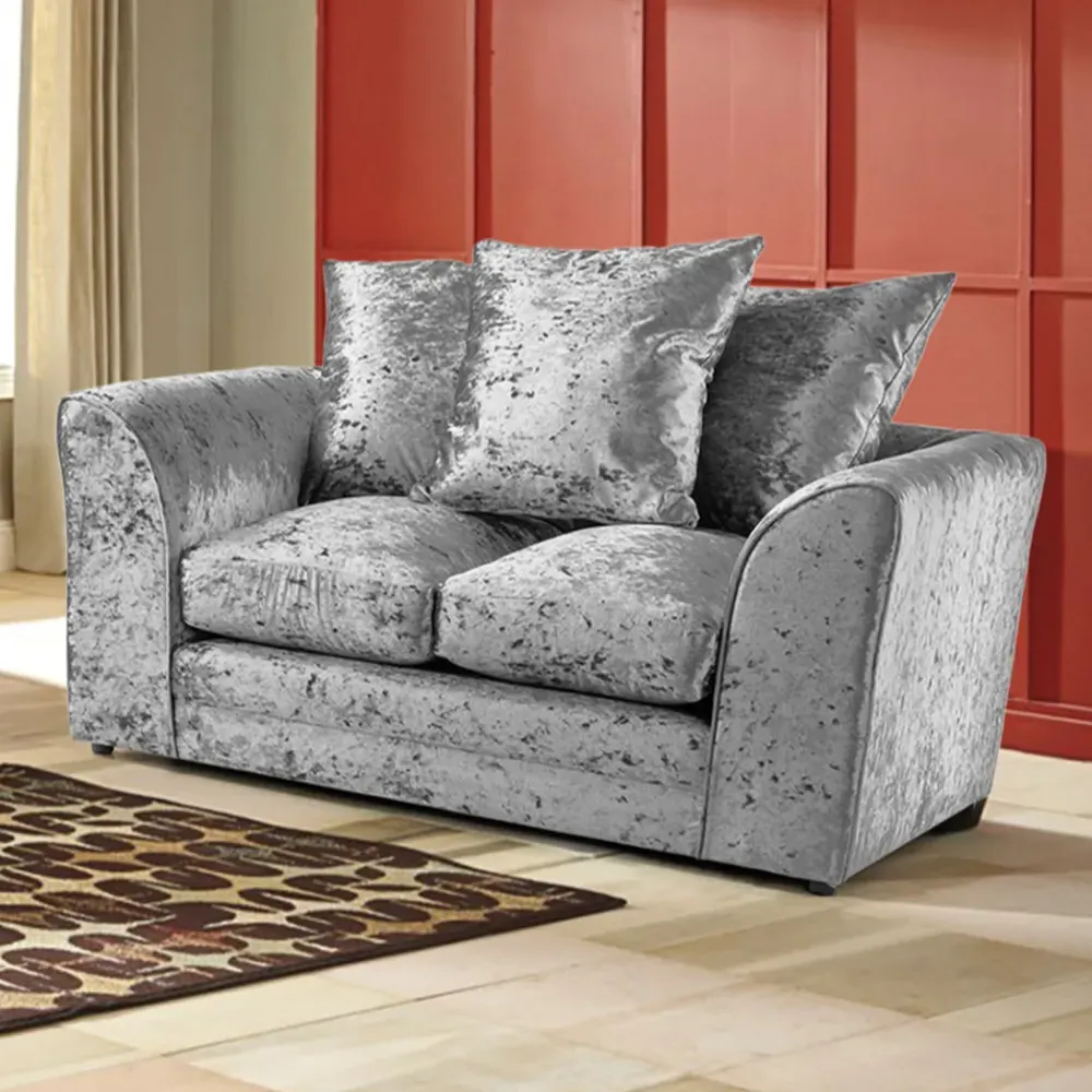 Mirana 5-Seater Sofa Set - Silver, Crush Velvet