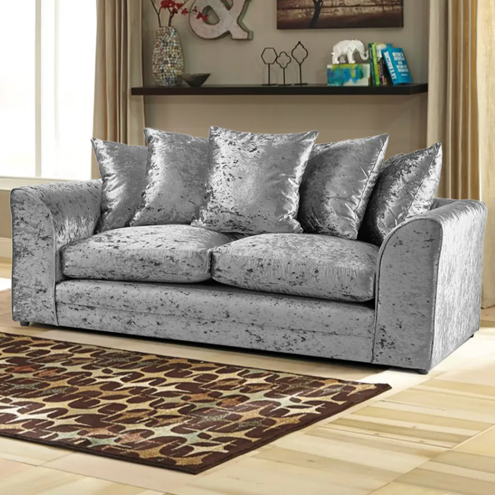 Mirana 5-Seater Sofa Set - Silver, Crush Velvet