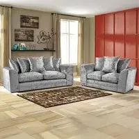 Mirana 5-Seater Sofa Set - Silver, Crush Velvet