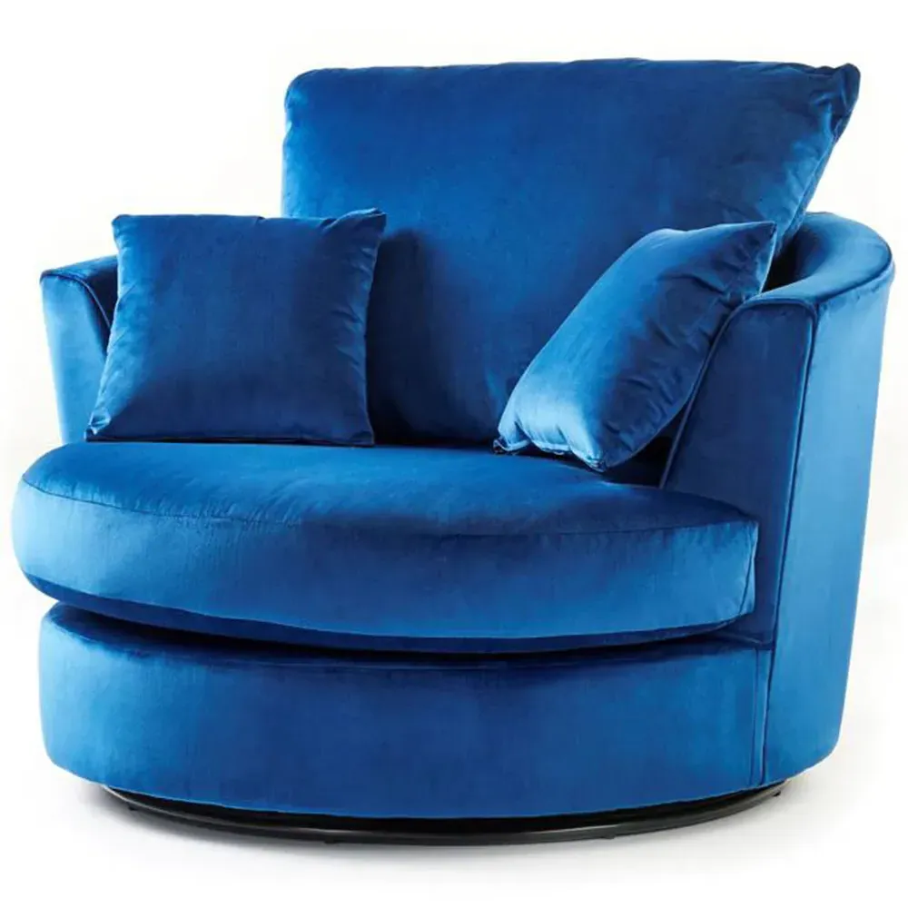 Mirana Swivel Chair - Blue, Velvet
