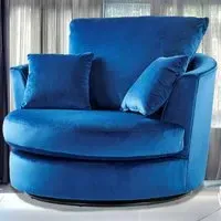 Mirana Swivel Chair - Blue, Velvet