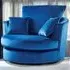 Mirana Swivel Chair - Blue, Velvet