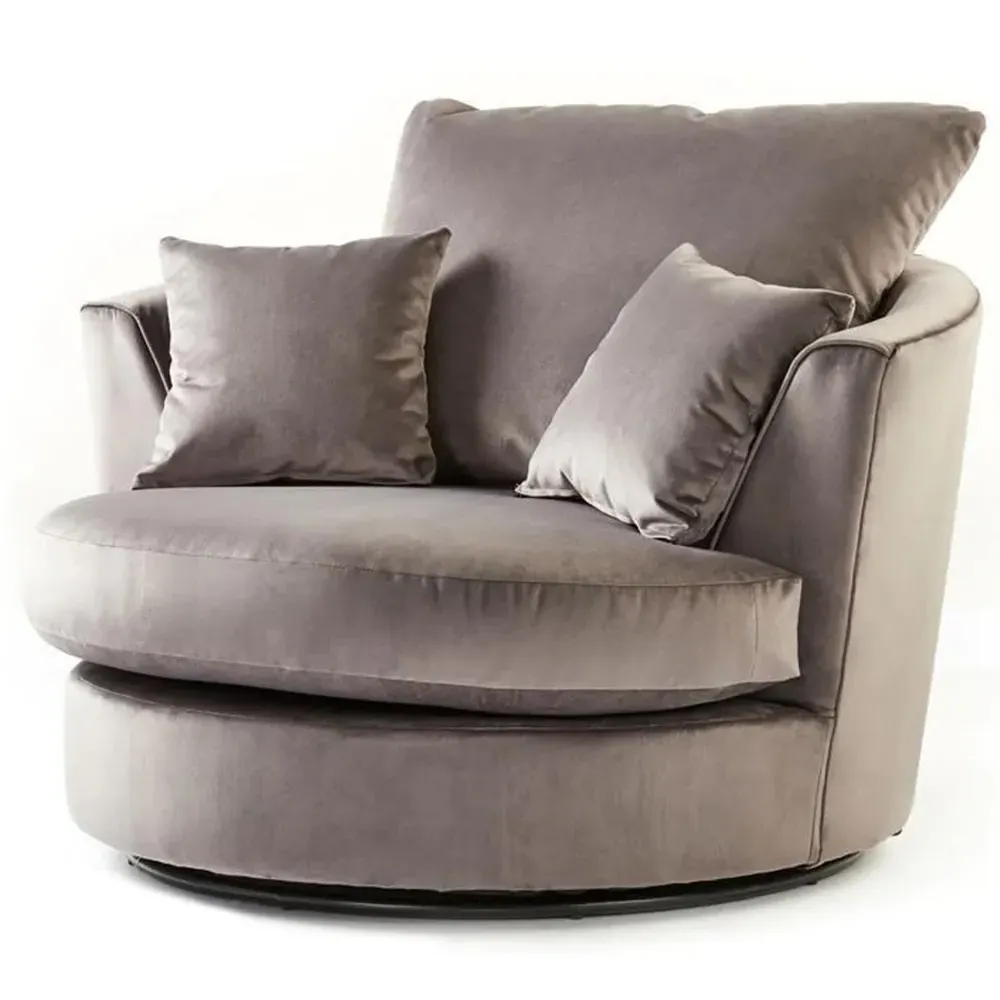 Mirana Swivel Chair - Grey, Velvet