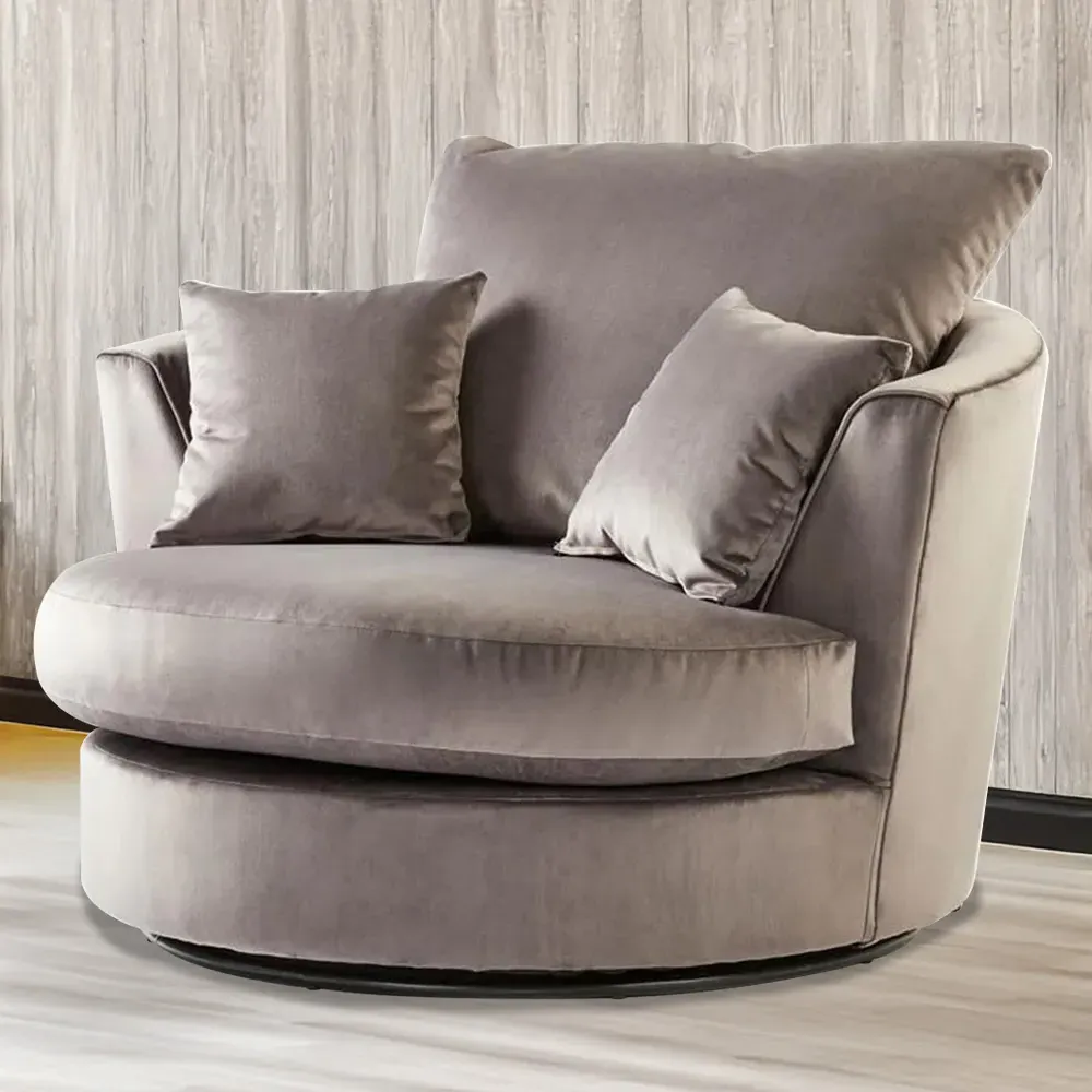 Mirana Swivel Chair - Grey, Velvet image