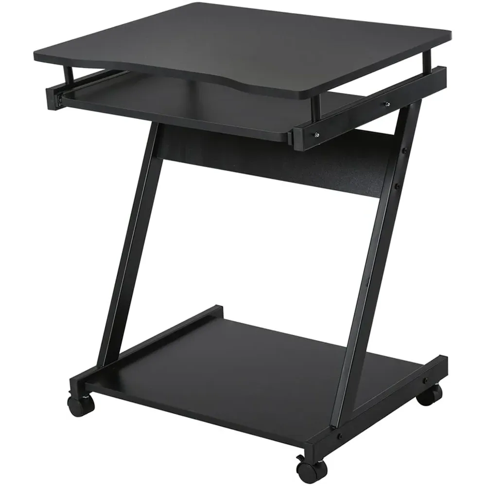 Movable Computer Desk with Wheels - Black