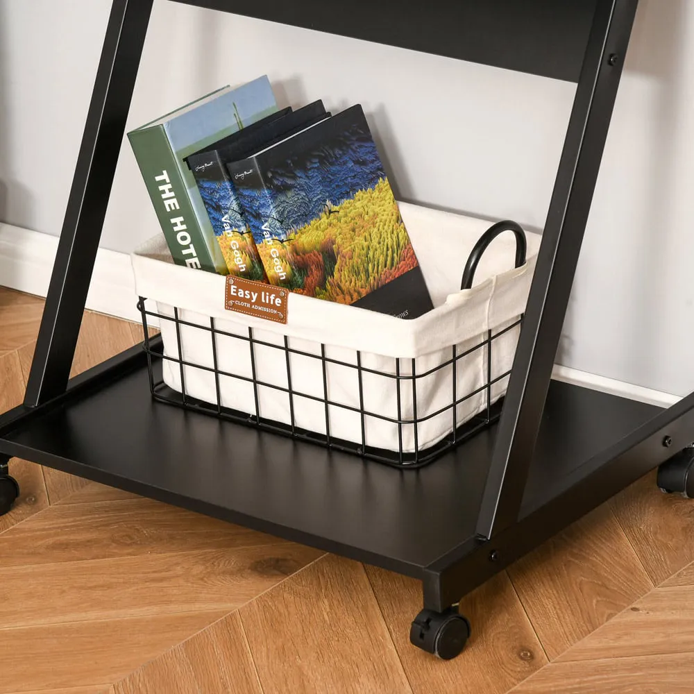 Movable Computer Desk with Wheels - Black