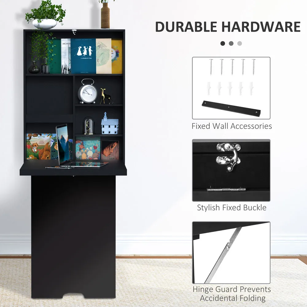 Multifunctional Folding Wall-Mounted Drop-Leaf Table - Black