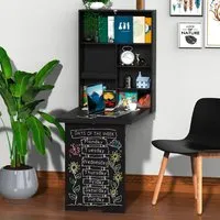 Multifunctional Folding Wall-Mounted Drop-Leaf Table - Black