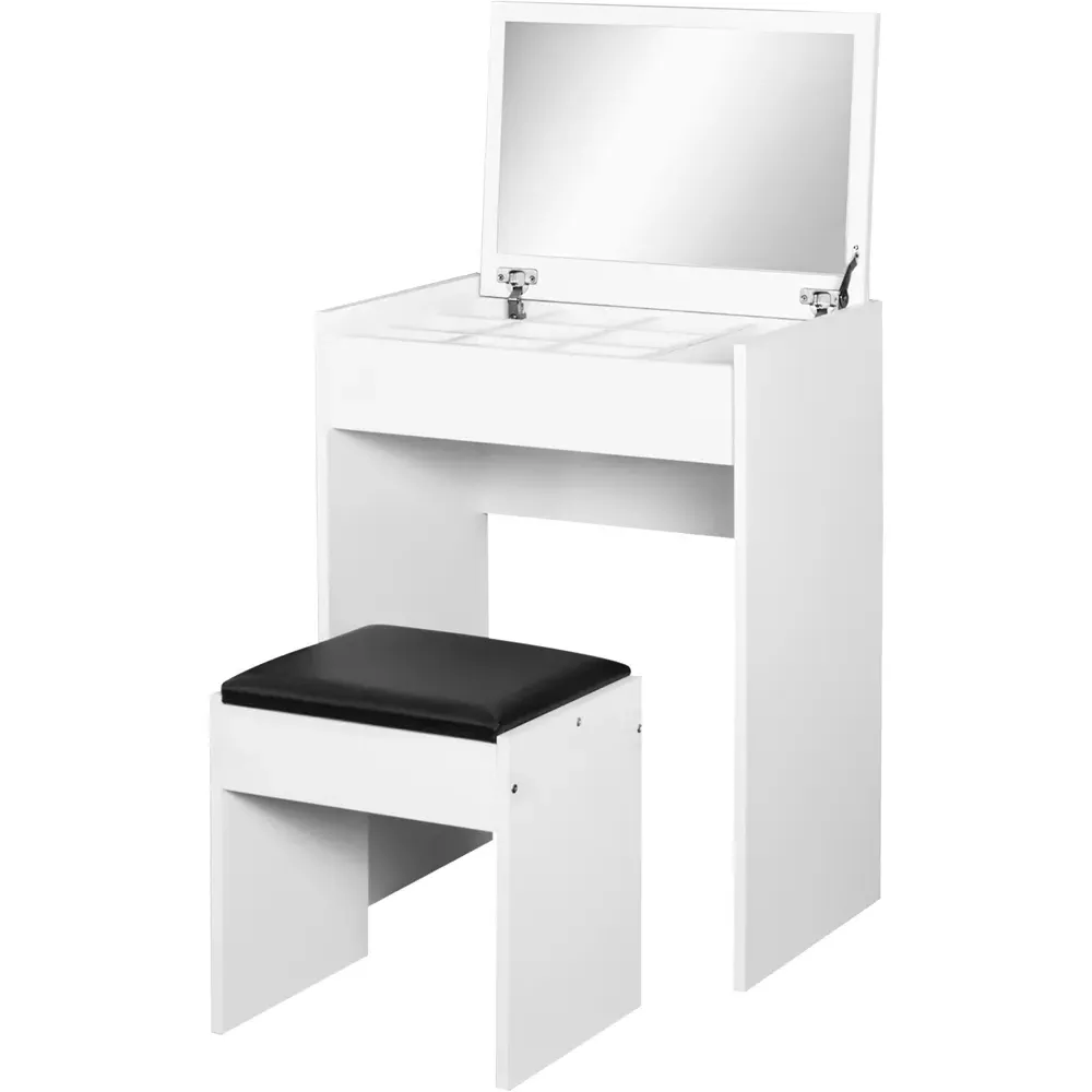 Multipurpose Dressing Table Set with Mirror - White