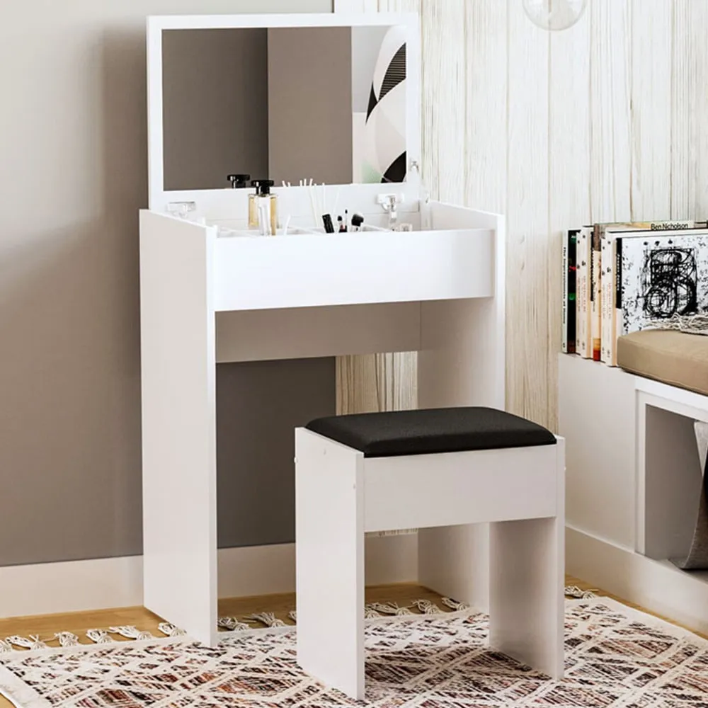 Multipurpose Dressing Table Set with Mirror - White