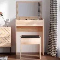 Multipurpose Dressing Table Set with Mirror - Wood
