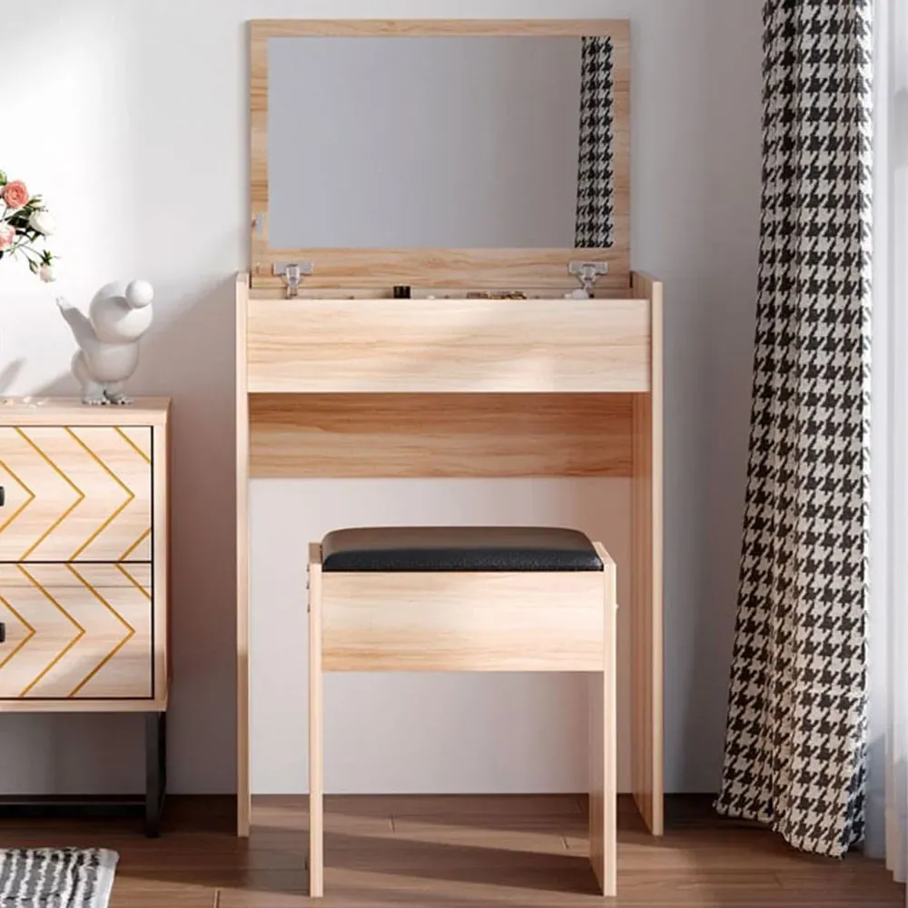 Multipurpose Dressing Table Set with Mirror - Wood image