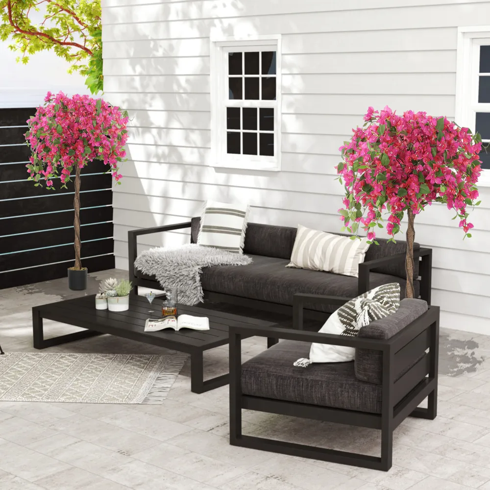 Murraya Flower Artificial Plant in Pot 2 Pack - Purple, Red