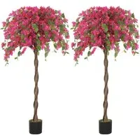Murraya Flower Artificial Plant in Pot 2 Pack - Purple, Red