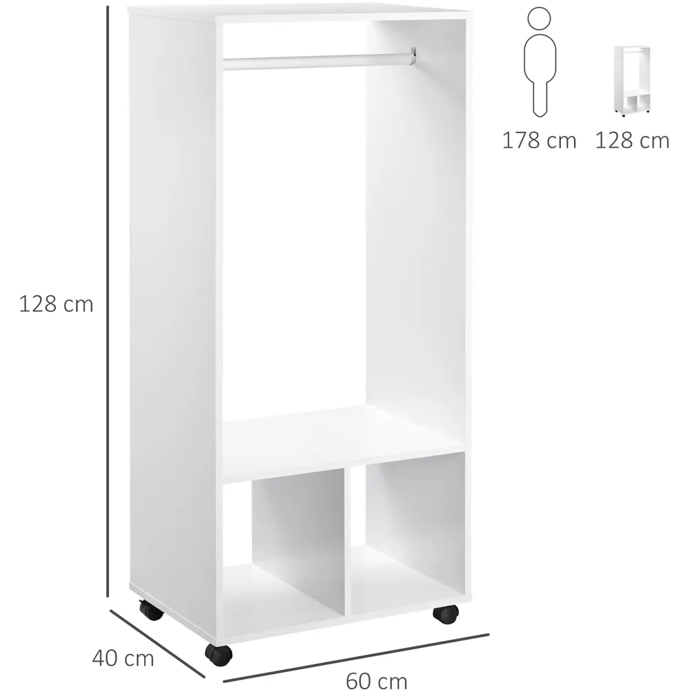 Narrow Open Wardrobe - White