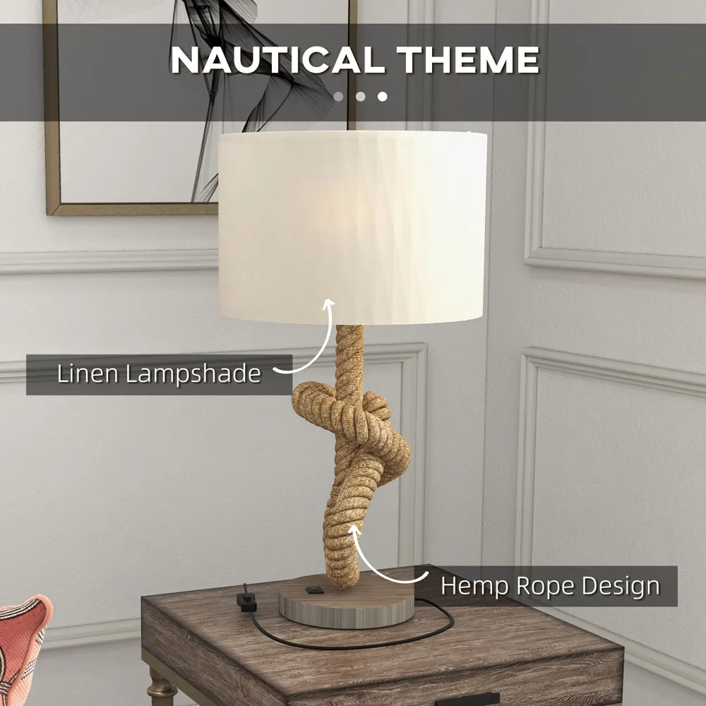 Nautical LED Table Lamp with USB Charging Port - Brown