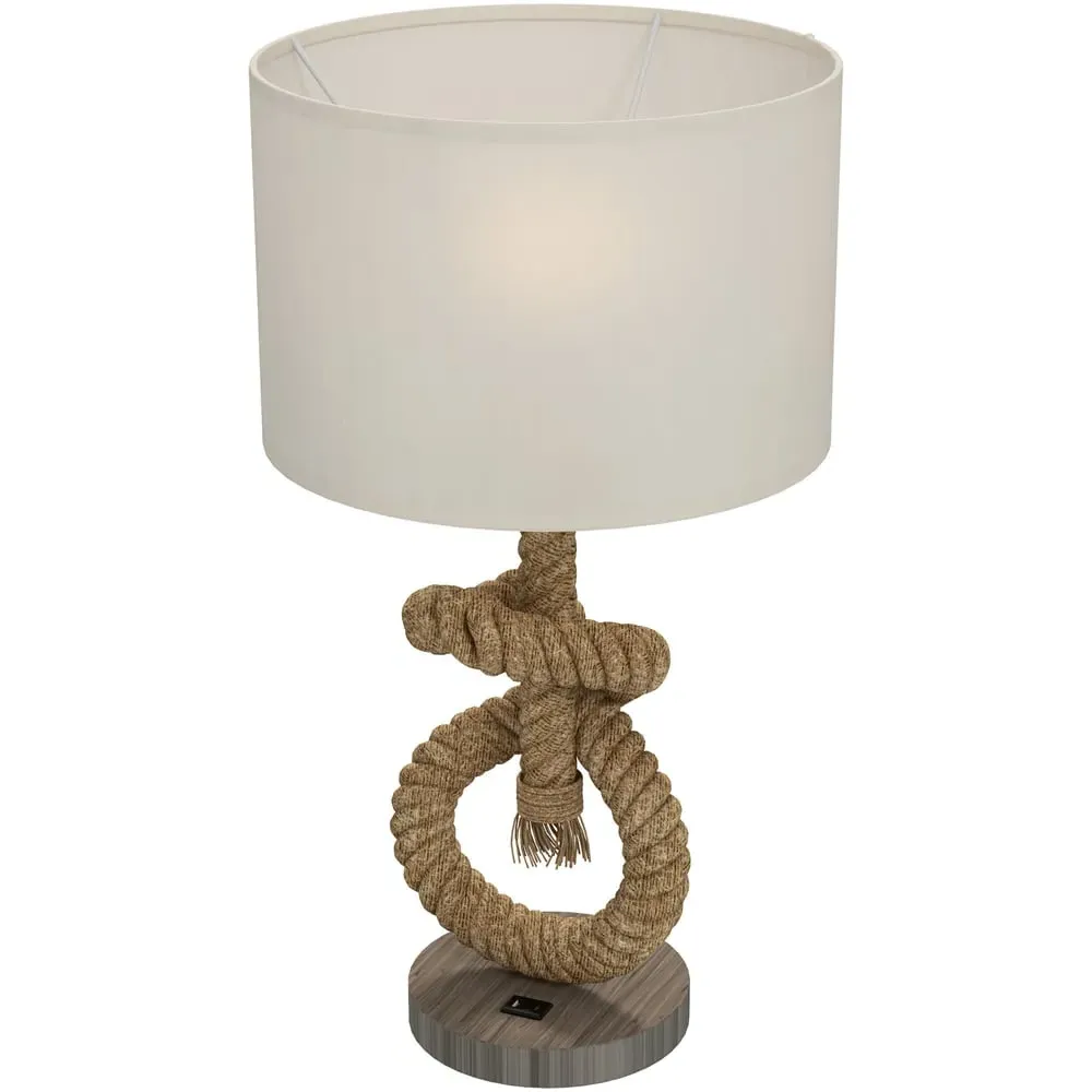 Nautical LED Table Lamp with USB Charging Port - Brown image