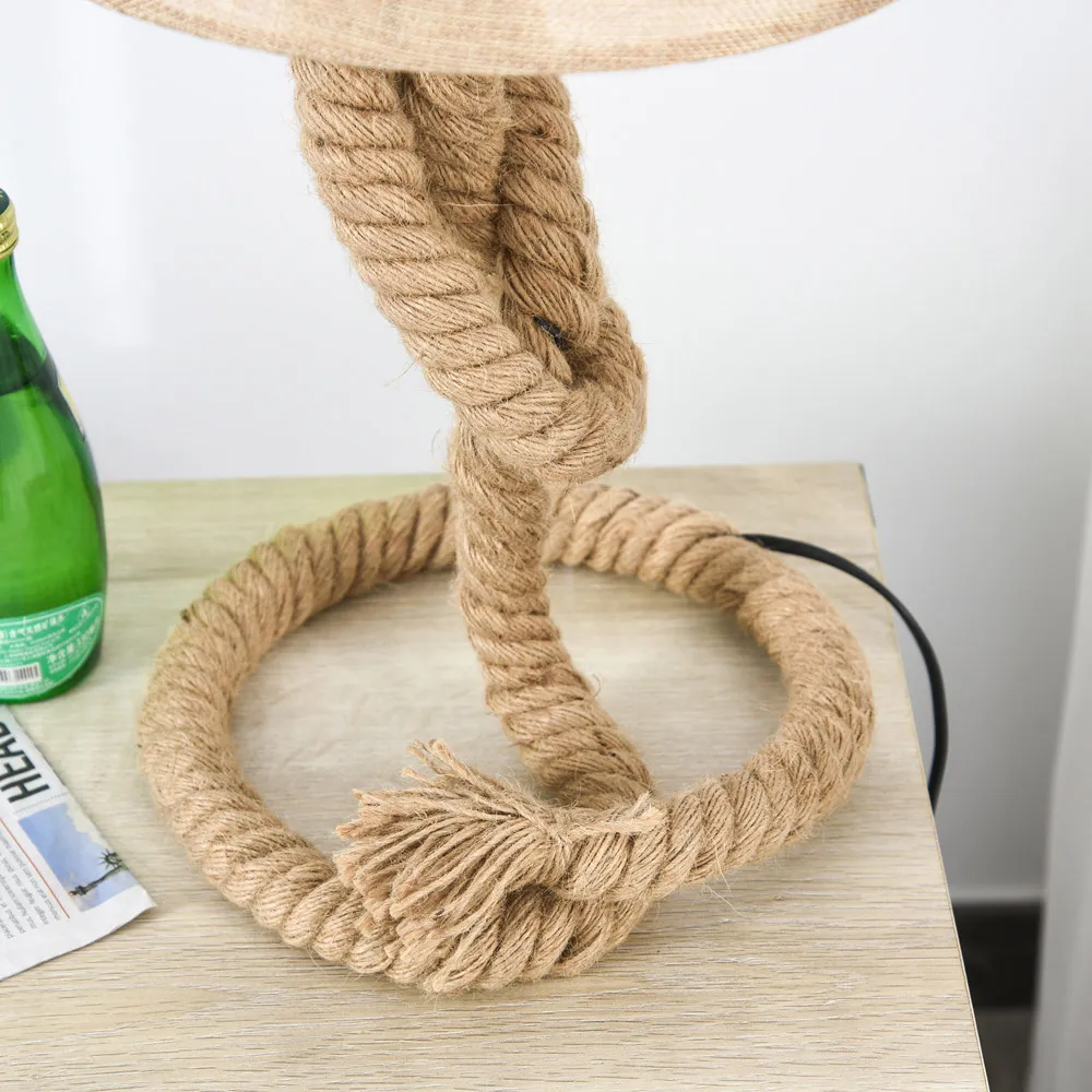 Nautical Rope Base Table Lamp - Beige