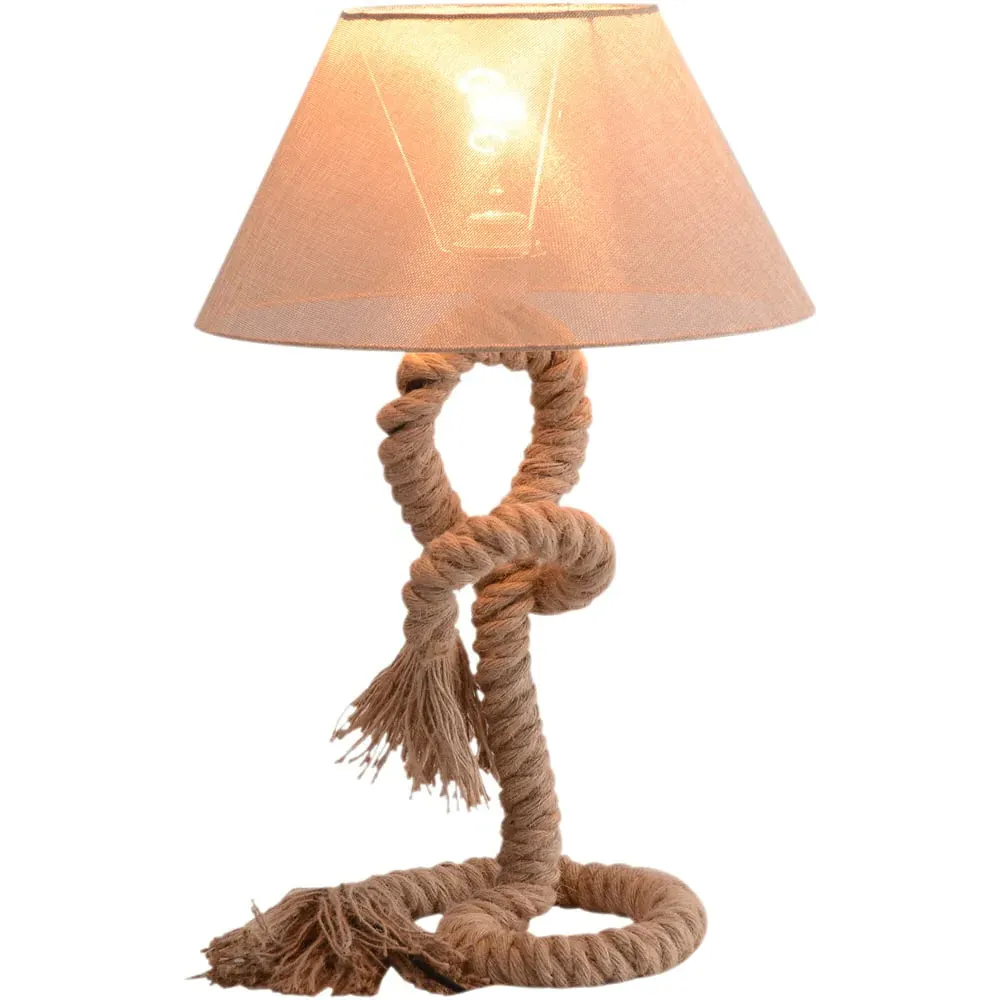 Nautical Twisted Rope Table Lamp - Beige
