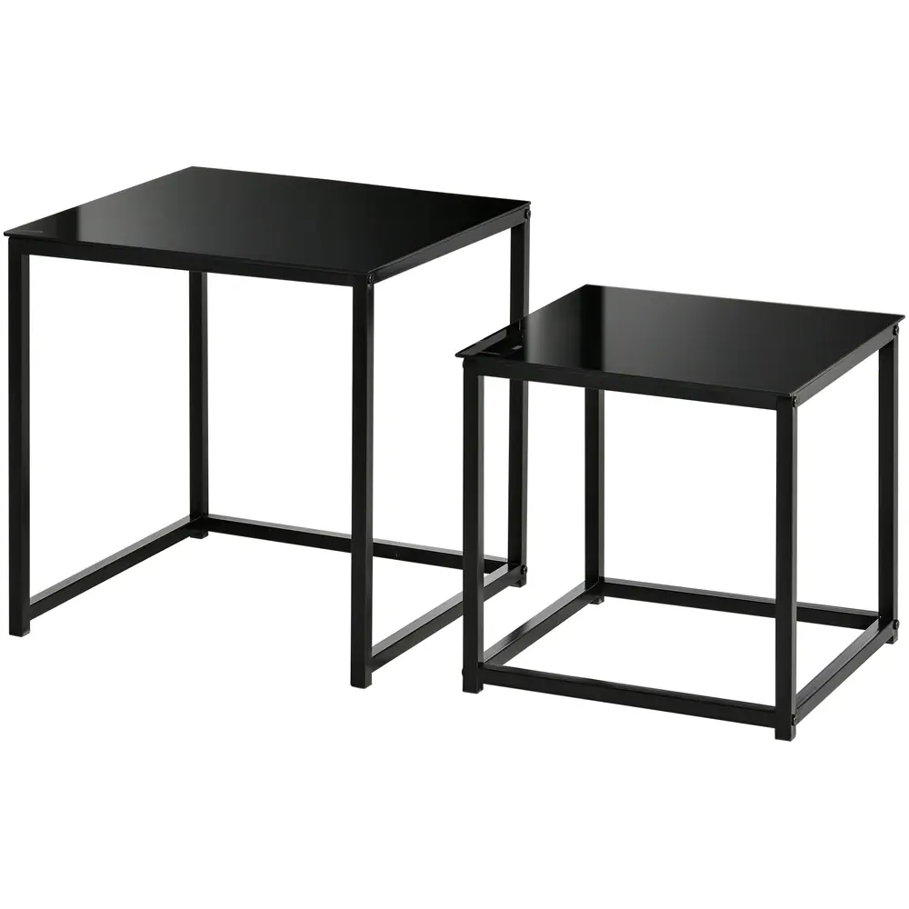 Nest of Tables Set of 2 - Black, Glass