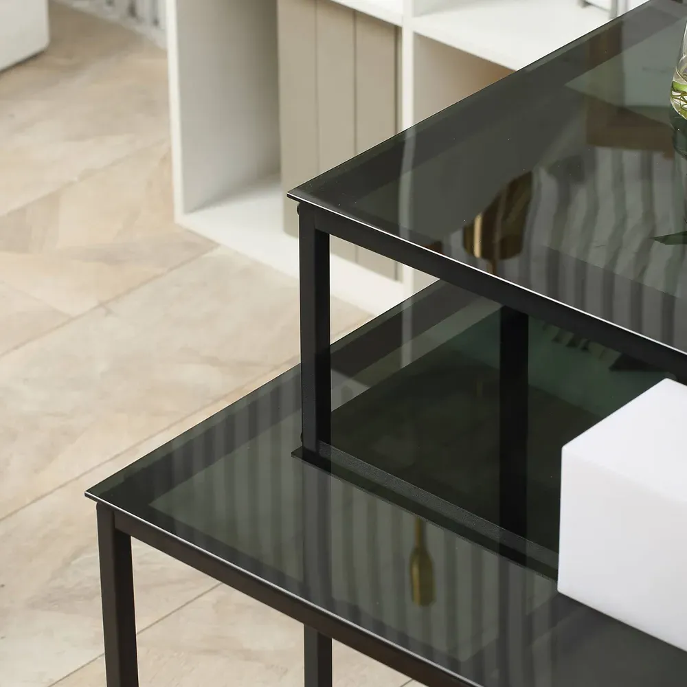 Nest of Tables Set of 2 - Black, Glass