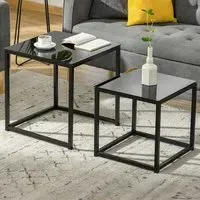 Nest of Tables Set of 2 - Black, Glass