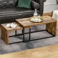 Nest of Tables Set of 2 - Brown, MDF