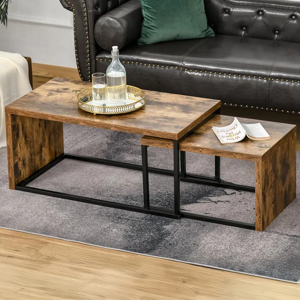 Nest of Tables Set of 2 - Brown, MDF