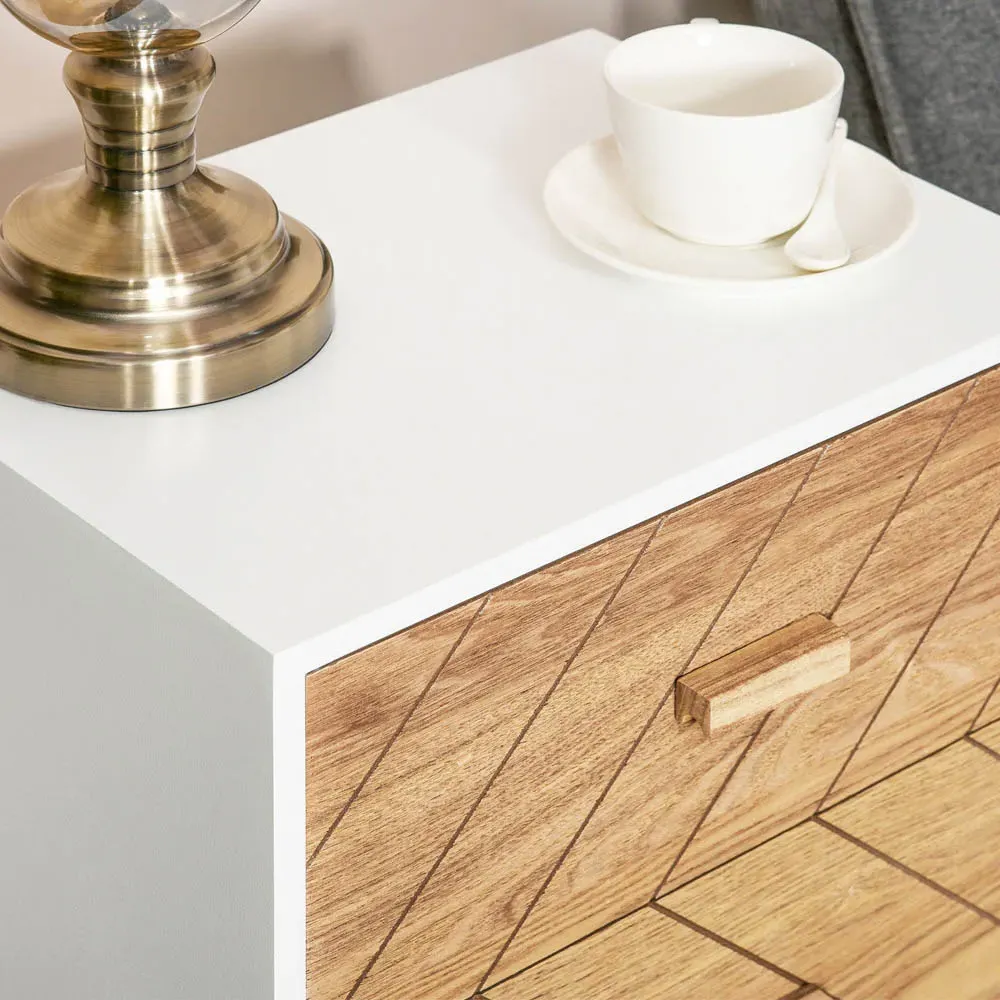 Nordic 2 Drawer Bedside Table - White, Wood