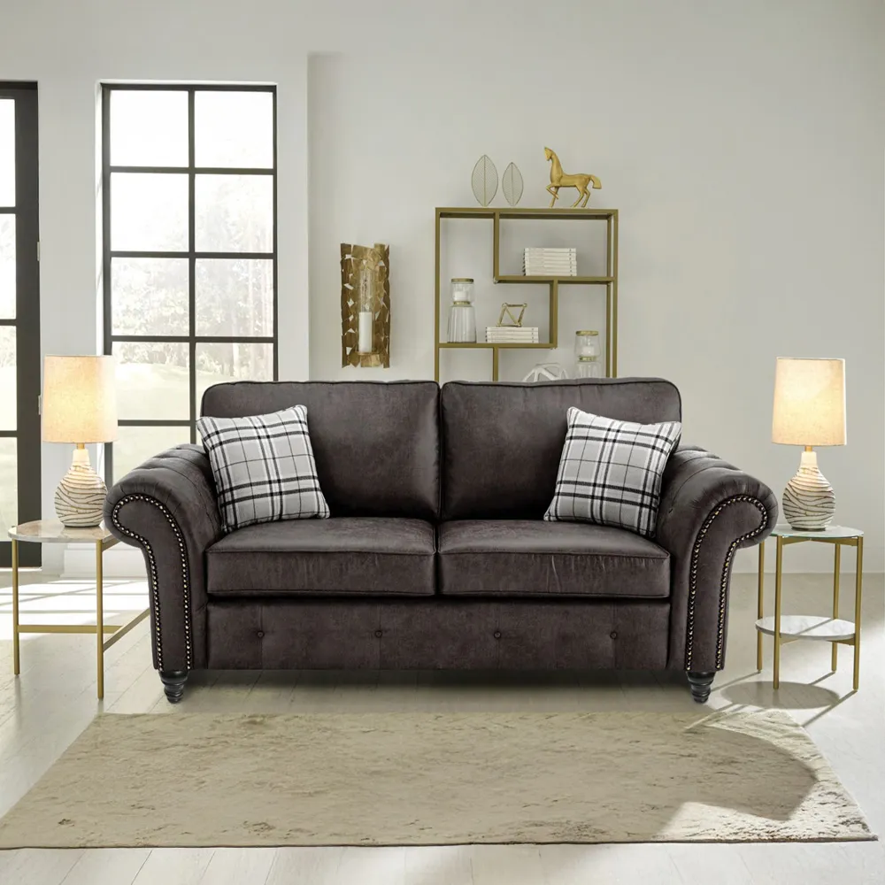 Oakana 3-Seater Sofa - Black, Bonded Leather