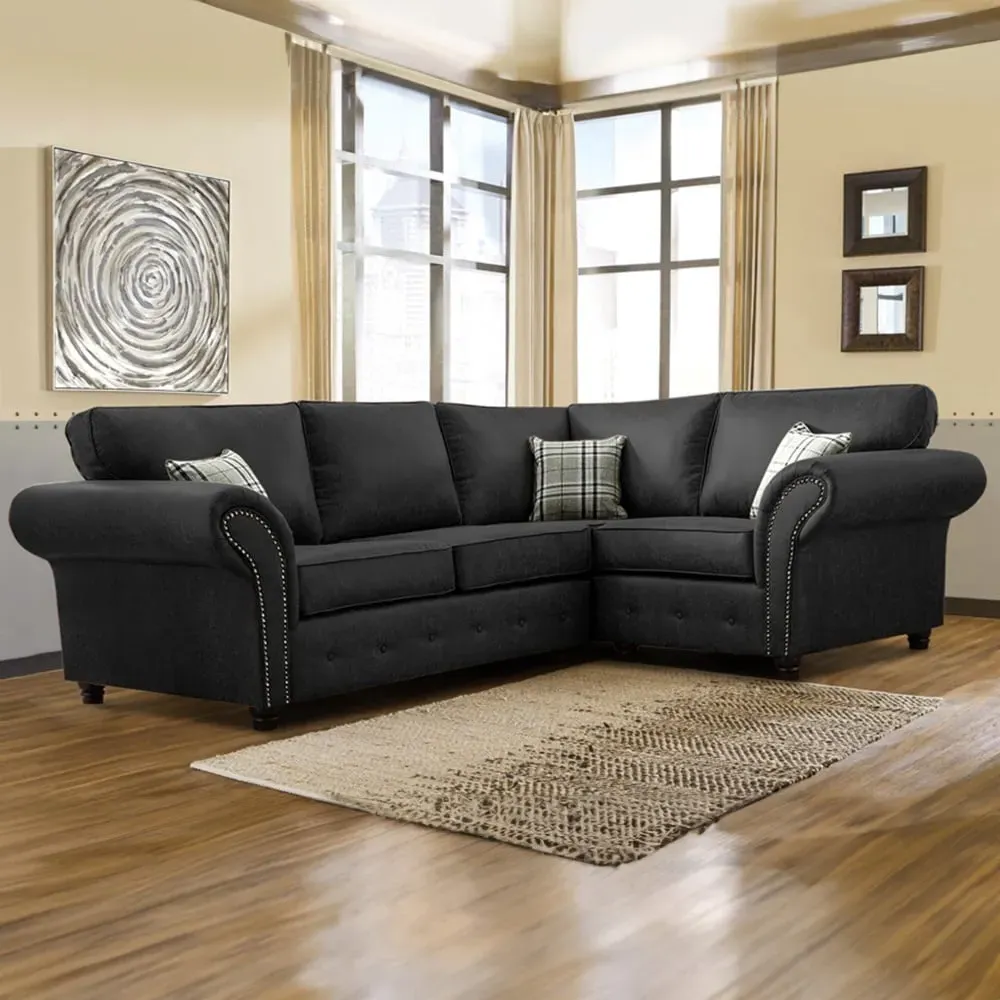 Oakana 4-Seater Left Hand Corner Sofa - Black, Leather image