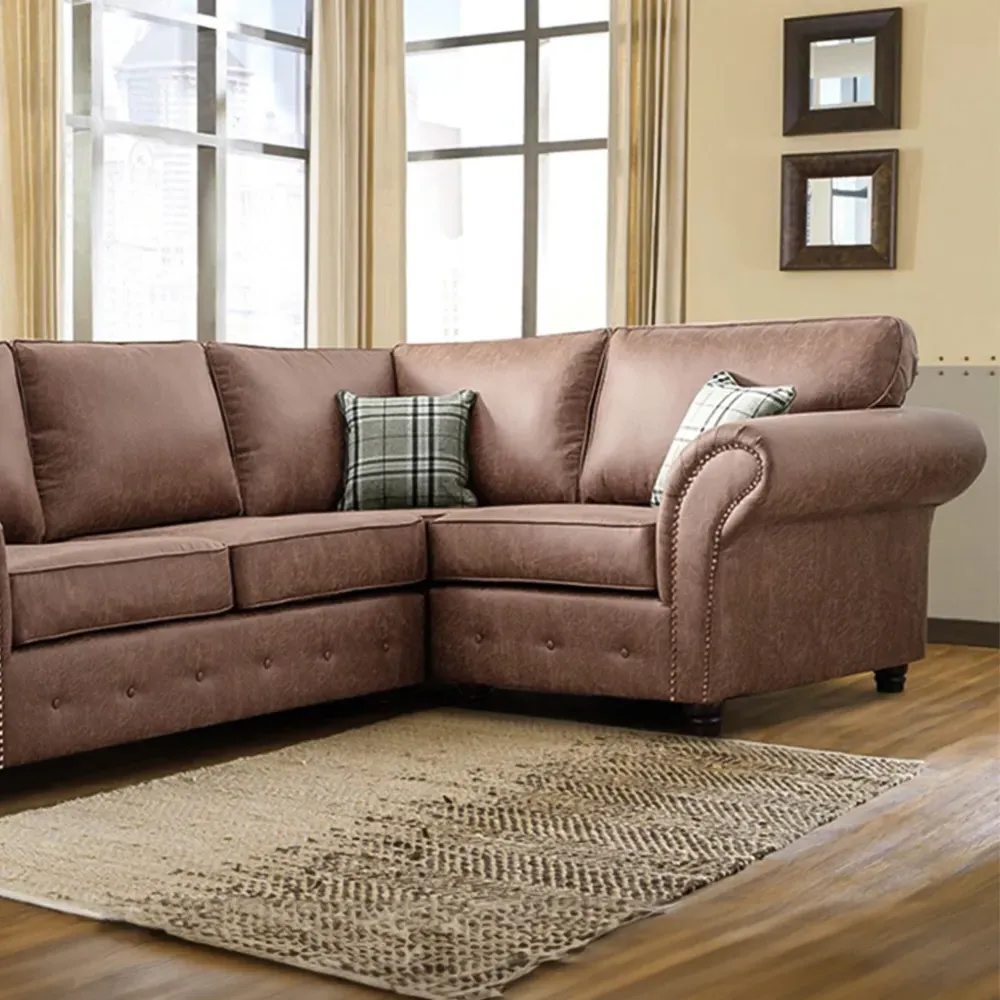 Oakana 4-Seater Left Hand Corner Sofa - Brown, Leather