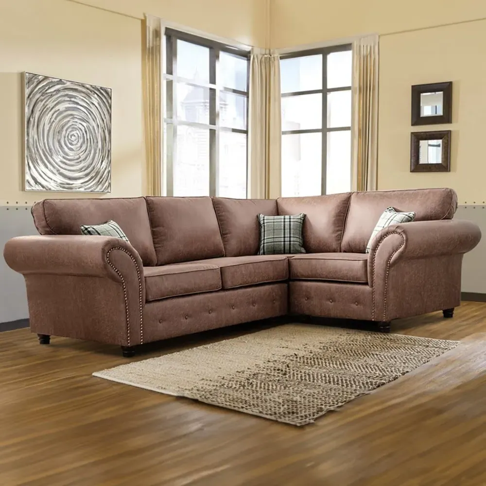 Oakana 4-Seater Left Hand Corner Sofa - Brown, Leather