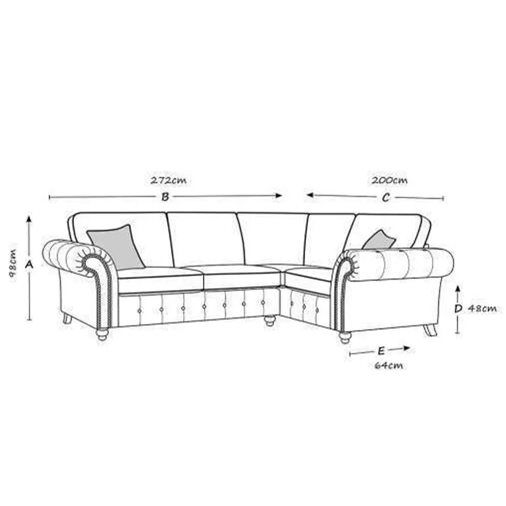 Oakana 4-Seater Right Hand Corner Sofa - Black, Leather