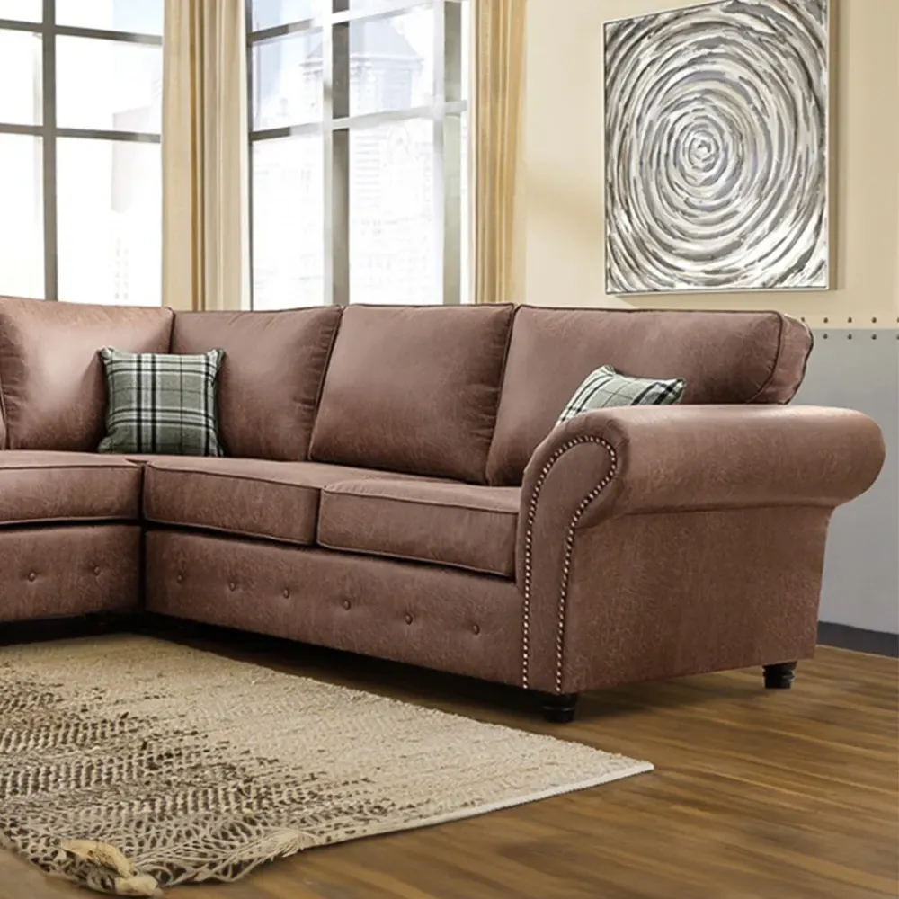 Oakana 4-Seater Right Hand Corner Sofa - Brown, Leather